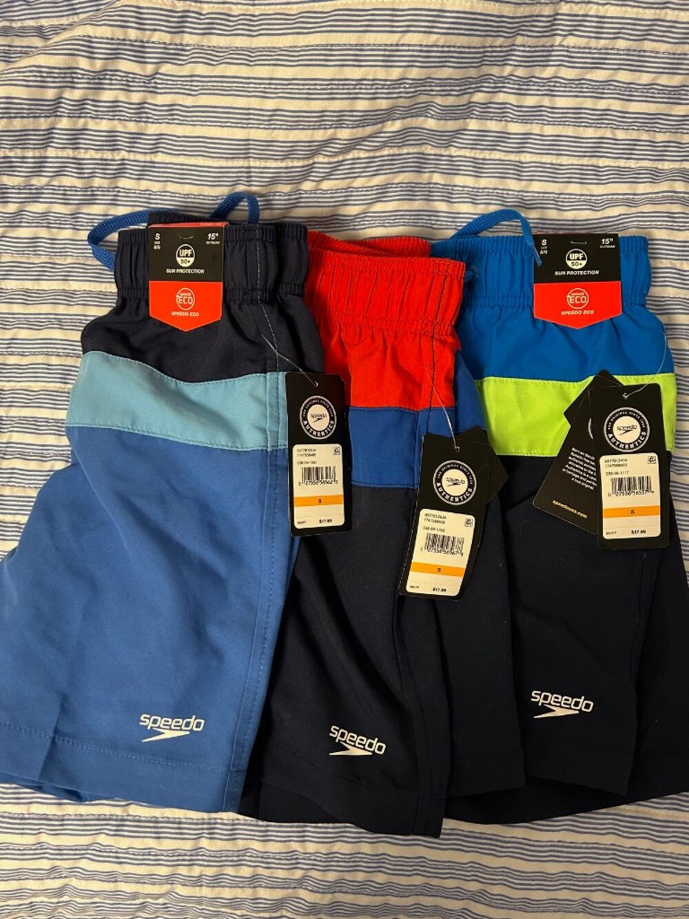 NEW - Set of Three - Boys Size Small 8/9 Speedo Trunks